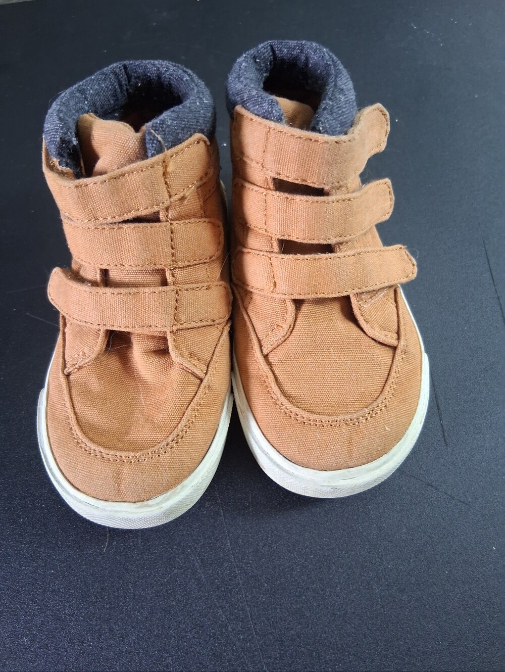 Old Navy Tan Canvas High-Top Sneakers with Double Velcro Straps Size 8